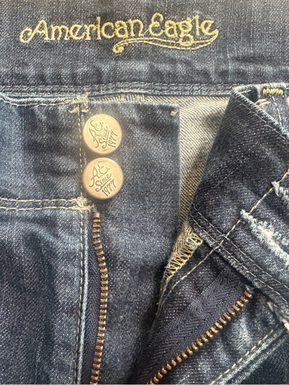American Eagle Bootcut Jeans Size 14 Medium Wash Raw Hem Denim - Picture 9 of 15